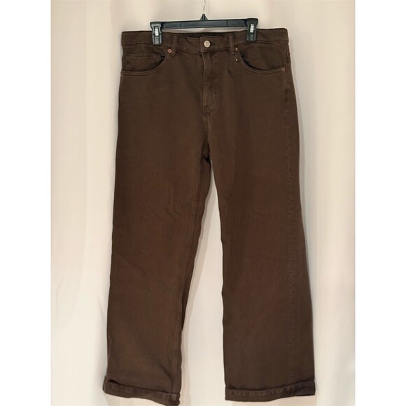 Levi's Denim - ZARA Jeans Womens Size 12 Brown Straight Leg 5-Pocket High Rise Denim